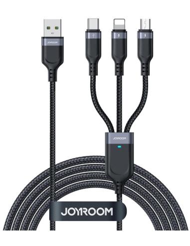 Kabel 3w1 USB-A / USB-C micro-USB Lightning Joyroom S-1T3018A18 30cm 3.5A w oplocie czarny