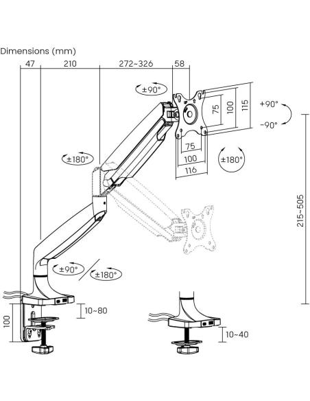 Uchwyt do monitora 17”-45” Spacetronik SPA-S110B USB