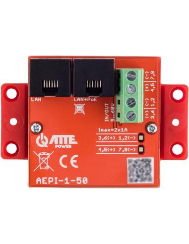 Adapter PoE PASSIVE 1 kanałowy 10/100/1000Mbps ATTE AEPI-1-50