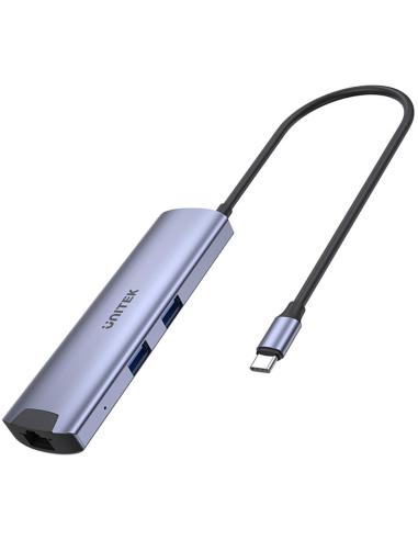 H1112F Unitek Aktywny Hub USB-C 5Gbps, HDMI RJ-45 PD 100W