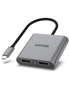 Unitek V1404A Adapter USB-C na 2x port DP 1.4 8K 60Hz