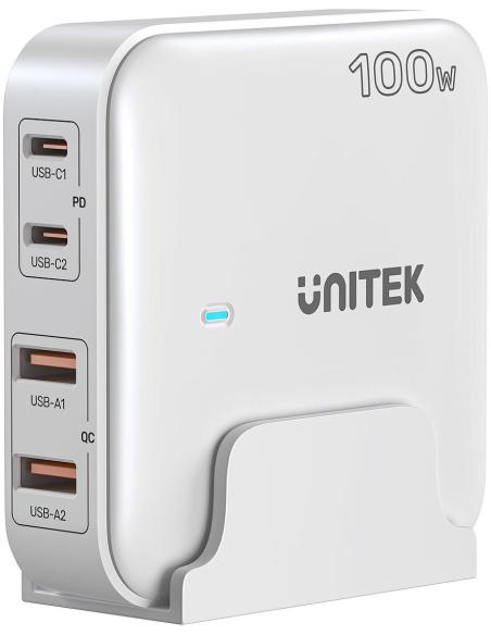 Unitek P1229AWH01-EU Ładowarka biurkowa GaN 100W 2xUSB-A 2xUSB-C