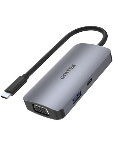 Unitek D1051A Hub USB-C 1xUSB 3.1 Gen1 VGA 2xHDMI PD MST