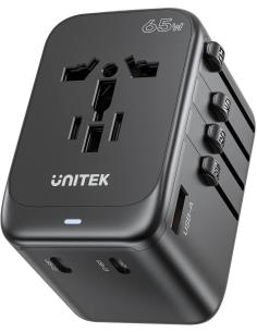 Unitek P1122ABK01 Ładowarka podróżna EU/US/UK/AUS PD 65 W