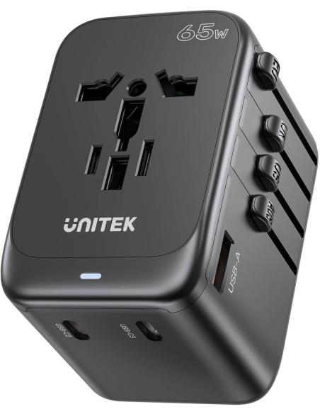 Unitek P1122ABK01 Ładowarka podróżna EU/US/UK/AUS PD 65 W