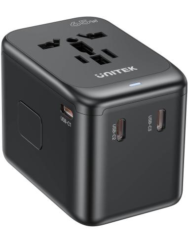 Unitek P1122ABK01 Ładowarka podróżna EU/US/UK/AUS PD 65 W