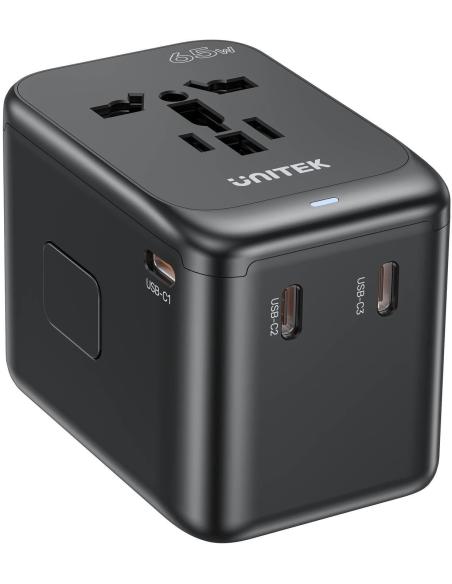 Unitek P1122ABK01 Ładowarka podróżna EU/US/UK/AUS PD 65 W