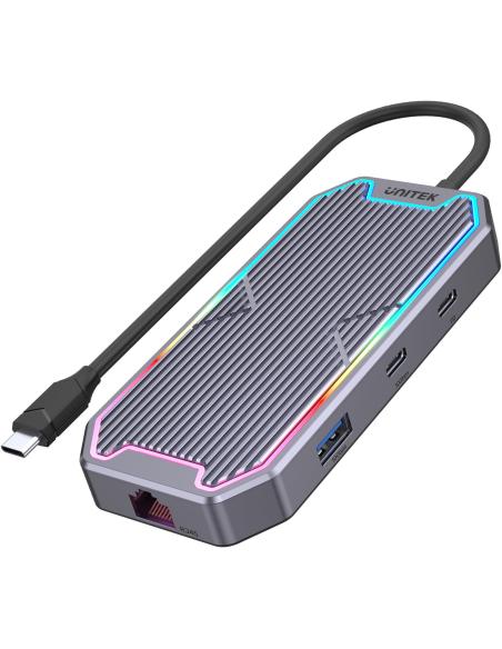 Unitek Hub USB-C HDMI RJ45 3,5mm audio 100W 10Gbps D1029A