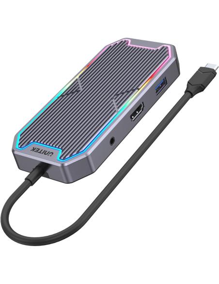 Unitek Hub USB-C HDMI RJ45 3,5mm audio 100W 10Gbps D1029A