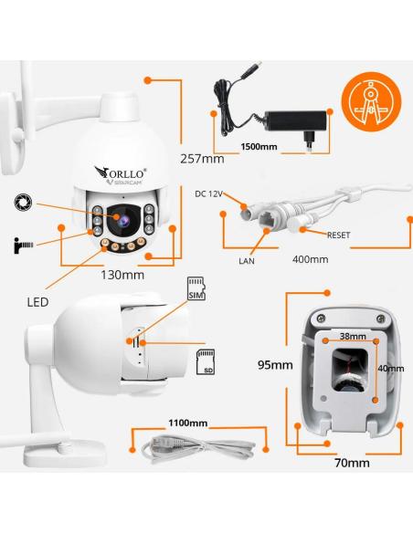 Kamera Zewnętrzna Obrotowa GSM na Kartę SIM Orllo Z7 PRO + Panel fotowoltaiczny SM6030 Pro