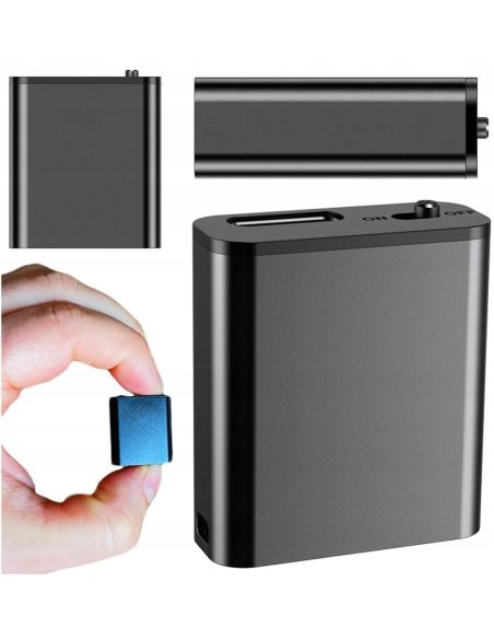 Mini Dyktafon Szpiegowski Mały 16GB Detekcja DSP Magnes Brelok Zawieszka HQ