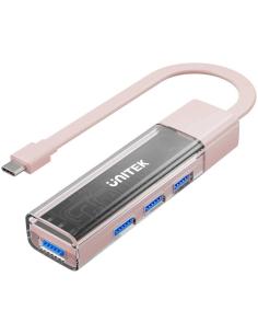 Unitek Hub dwukierunkowy USB C/USB A 5Gbps różowy