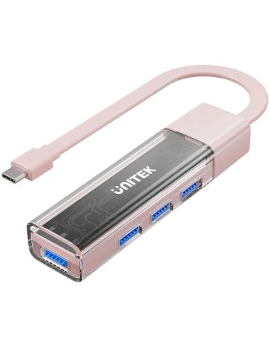 Unitek Hub dwukierunkowy USB C/USB A 5Gbps różowy
