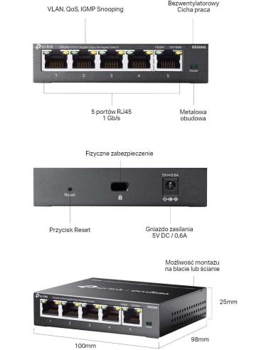 SWITCH TP-LINK OMADA ES205G Easy Managed