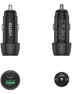Unitek Ładowarka samochodowa 38W USB-A USB-C QC3..0 2