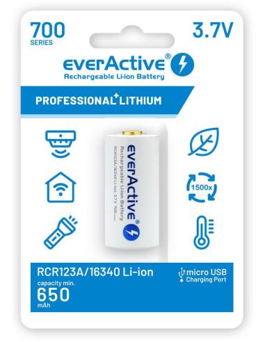 Akumulatorek 16340 / R-CR123 3,7V everActive 700mAh (1 szt.) z zabezpieczeniem