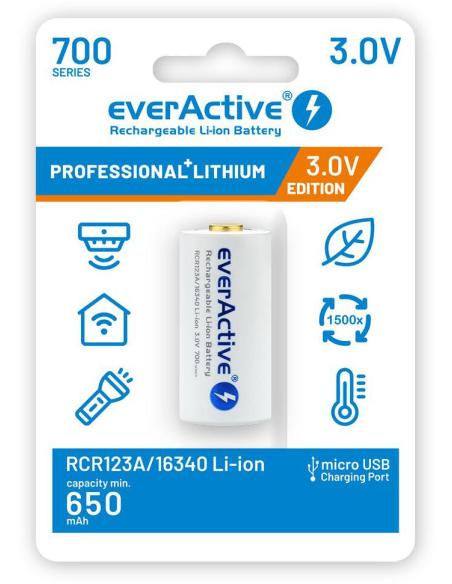 Akumulatorek 16340 / R-CR123 3V everActive 700mAh (1 szt.) z zabezpieczeniem
