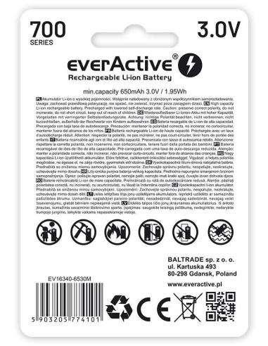 Akumulatorek 16340 / R-CR123 3V everActive 700mAh (1 szt.) z zabezpieczeniem