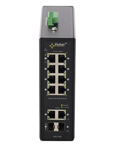 Switch przemysłowy PoE PULSAR ISFG108 (8xPoE, 2xSFP, 2xRJ45)