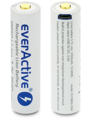Akumulator 18650 Li-Ion 3,7V everActive 3500mAh (1 szt.) micro-USB z zabezpieczeniem