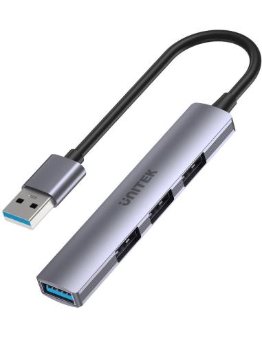 Unitek Hub USB-A 1*USB-A 5 Gbps, 3*USB-A 2.0 alu