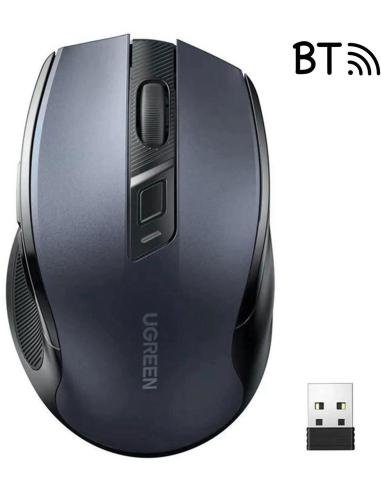 Mysz optyczna Ugreen MU006 bezprzewodowa USB 2.4GHz / Bluetooth 5.0 4000 DPI - czarna