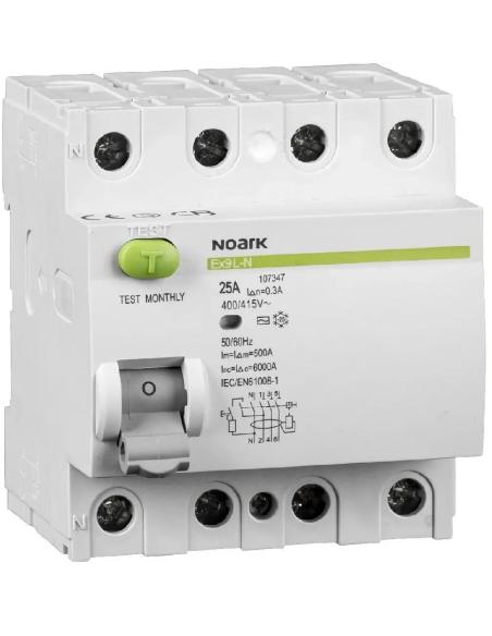 WYŁĄCZNIK RÓŻNICOWOPRĄDOWY, 6 KA, 40A, 30MA, 4P TYP AC EX9L-N Noark 108332