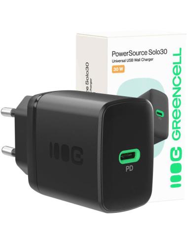 ŁADOWARKA SIECIOWA Greencell PowerSource Solo30 30W 1xUSB-C PD 3.0 QC 4.0+ czarna