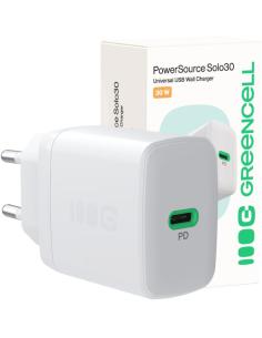 ŁADOWARKA SIECIOWA Greencell PowerSource Solo30 30W 1xUSB-C PD 3.0 QC 4.0+ biała