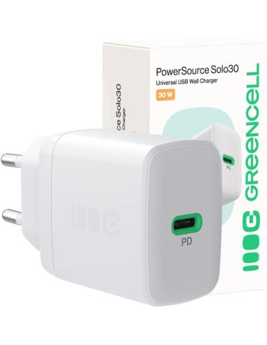 ŁADOWARKA SIECIOWA Greencell PowerSource Solo30 30W 1xUSB-C PD 3.0 QC 4.0+ biała