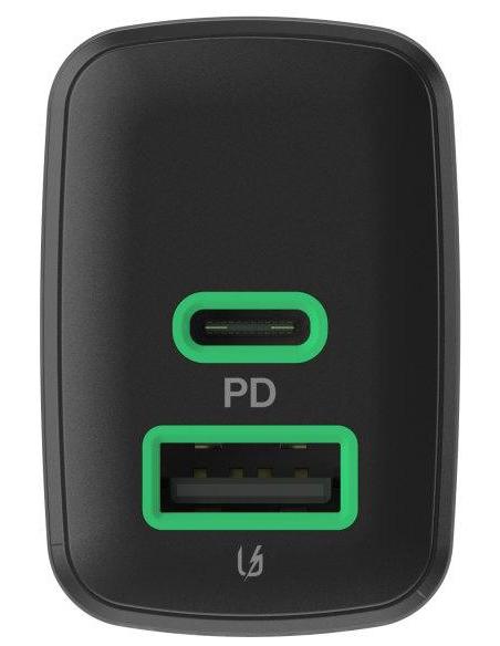 ŁADOWARKA SIECIOWA Greencell PowerSource Duo30 30W 1xUSB-C 1xUSB-A PD 3.0 QC 4.0+ czarna