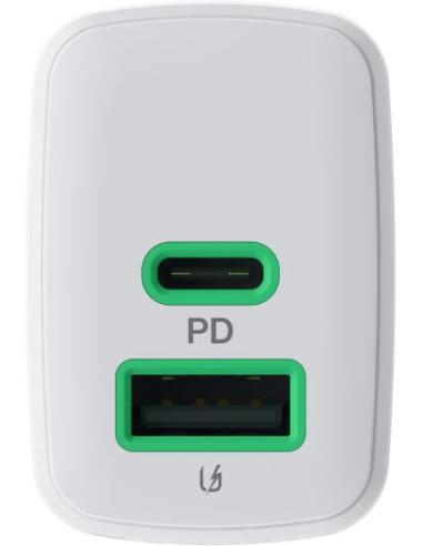 ŁADOWARKA SIECIOWA Greencell PowerSource Duo30 30W 1xUSB-C 1xUSB-A PD 3.0 QC 4.0+ biała