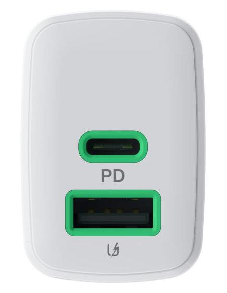 ŁADOWARKA SIECIOWA Greencell PowerSource Duo30 30W 1xUSB-C 1xUSB-A PD 3.0 QC 4.0+ biała
