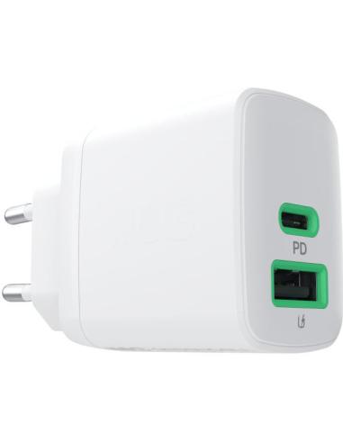ŁADOWARKA SIECIOWA Greencell PowerSource Duo30 30W 1xUSB-C 1xUSB-A PD 3.0 QC 4.0+ biała