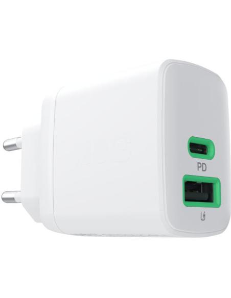 ŁADOWARKA SIECIOWA Greencell PowerSource Duo30 30W 1xUSB-C 1xUSB-A PD 3.0 QC 4.0+ biała