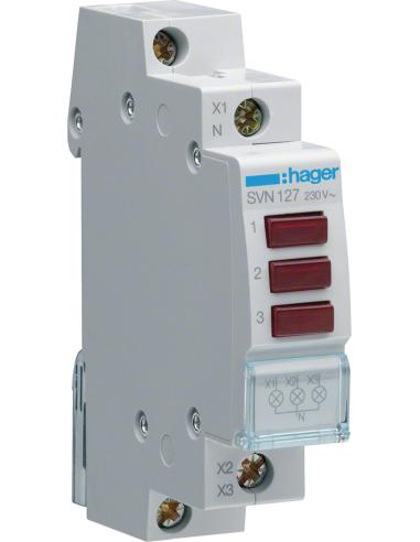 Lampka sygnalizacyjna, 230V AC, 3 x Czerwony LED HAGER SVN127