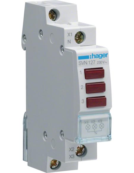 Lampka sygnalizacyjna, 230V AC, 3 x Czerwony LED HAGER SVN127