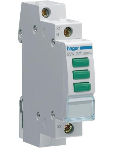 Lampka sygnalizacyjna, 230V AC, 3 x Zielony LED HAGER SVN221