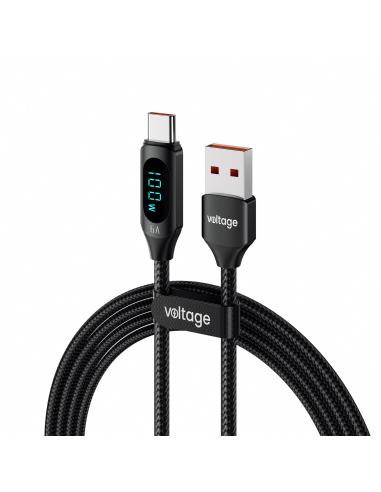 Kabel USB-A / USB-C Voltage PowerDisplay 66W 100cm czarny