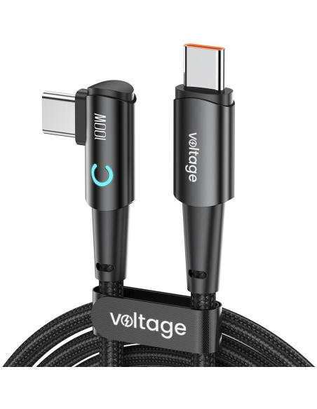 Kabel USB-C / USB-C kątowy Voltage PowerAngle 100W PD 200cm czarny
