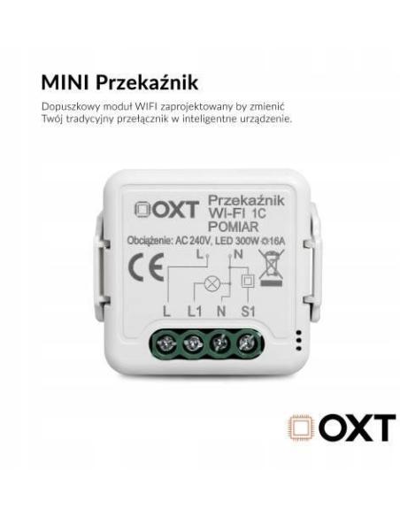 Moduł OXT przekaźnik 1 obwód pomiar 16A WIFI TUYA T220P