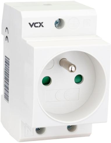 Gniazdo na szyne TH 35 z bolcem uziemiającym 230V VCX GN TH