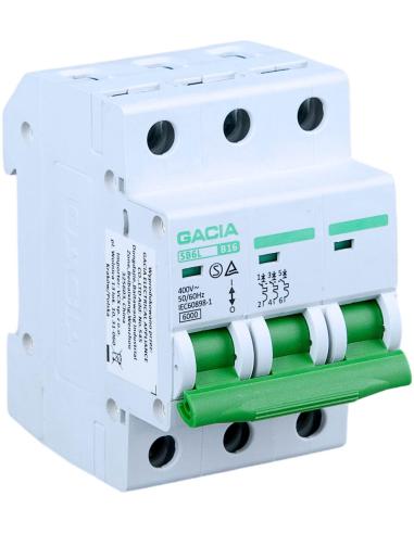 Wyłącznik nadmiarowoprądowy,6kA,B,3-pola,6A GACIA SB6L B 3P 6A