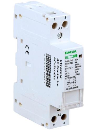 Stycznik modułowy 2 biegunowy 1P/2T/25A 2NO 230V GACIA HC 2P/25A 2NO 230V