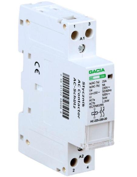 Stycznik modułowy 2 biegunowy 1P/2T/25A 2NO 230V GACIA HC 2P/25A 2NO 230V