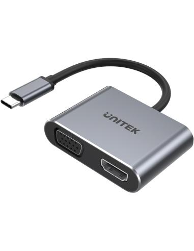 Unitek Hub USB-C HDMI VGA USB-A i PD 100W D1049A