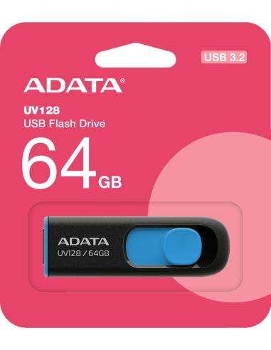 Adata Pendrive UV128 64GB USB 3.2 Gen1 czarno - niebieski