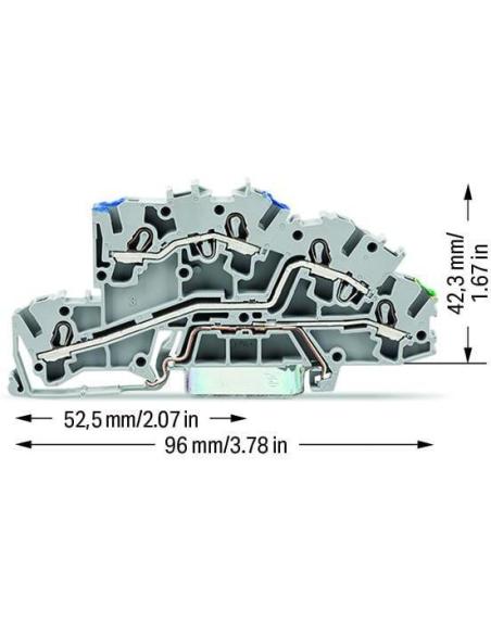 Złączka szynowa WAGO 3‑pietrowa 4mm2 N/L/PE szara 2003‑7646 TOPJOBS 50szt
