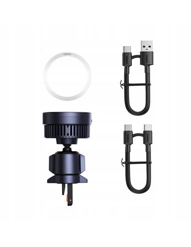 UCHWYT SAMOCHODOWY ŁADOWARKA INDUKCYJNA Baseus MagPro BS-CW04 Qi 2.0 15W MagSafe NA KRATKĘ CZARNY