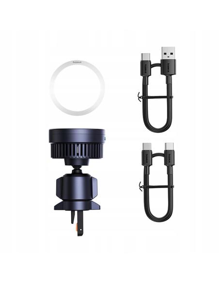 UCHWYT SAMOCHODOWY ŁADOWARKA INDUKCYJNA Baseus MagPro BS-CW04 Qi 2.0 15W MagSafe NA KRATKĘ CZARNY
